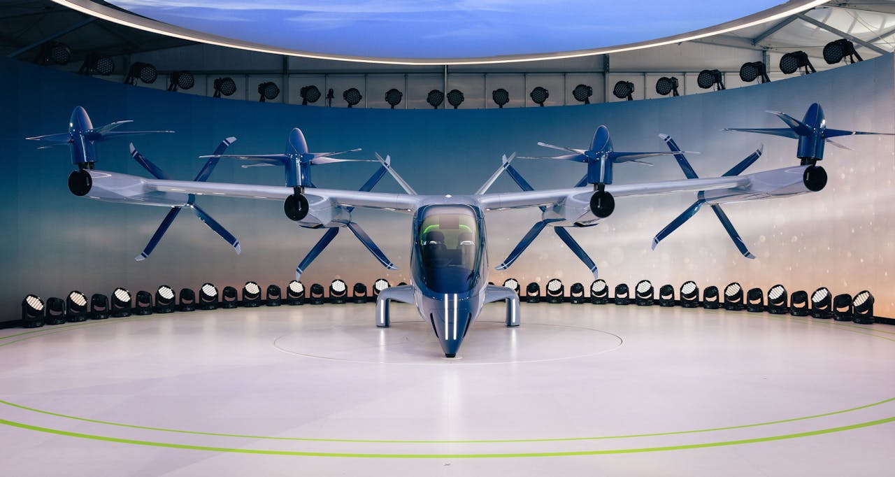 Modern aircraft representing advanced air mobility and electric air taxi plans for St Petersburg Florida